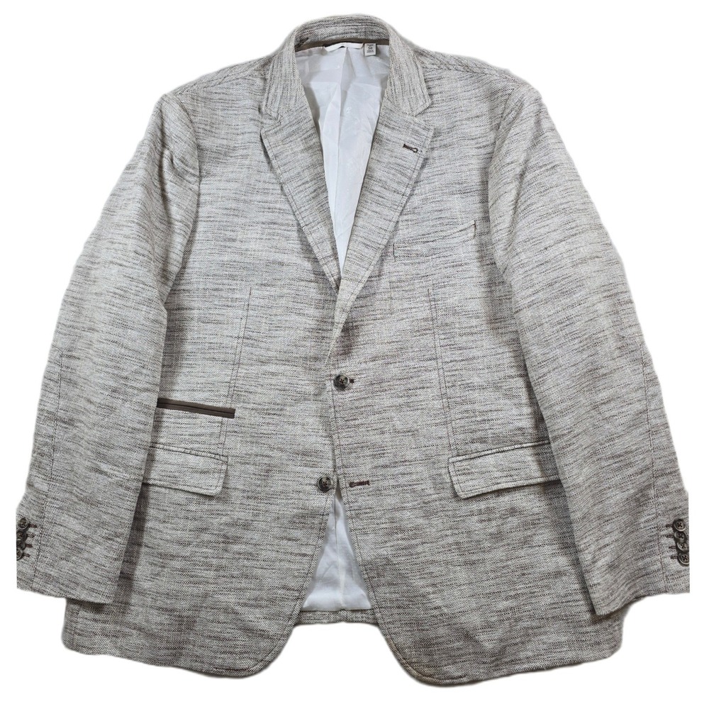Robert Graham Sport Coat Mens 50 Beige Brown Cotton Blend Tailored Fit Blazer